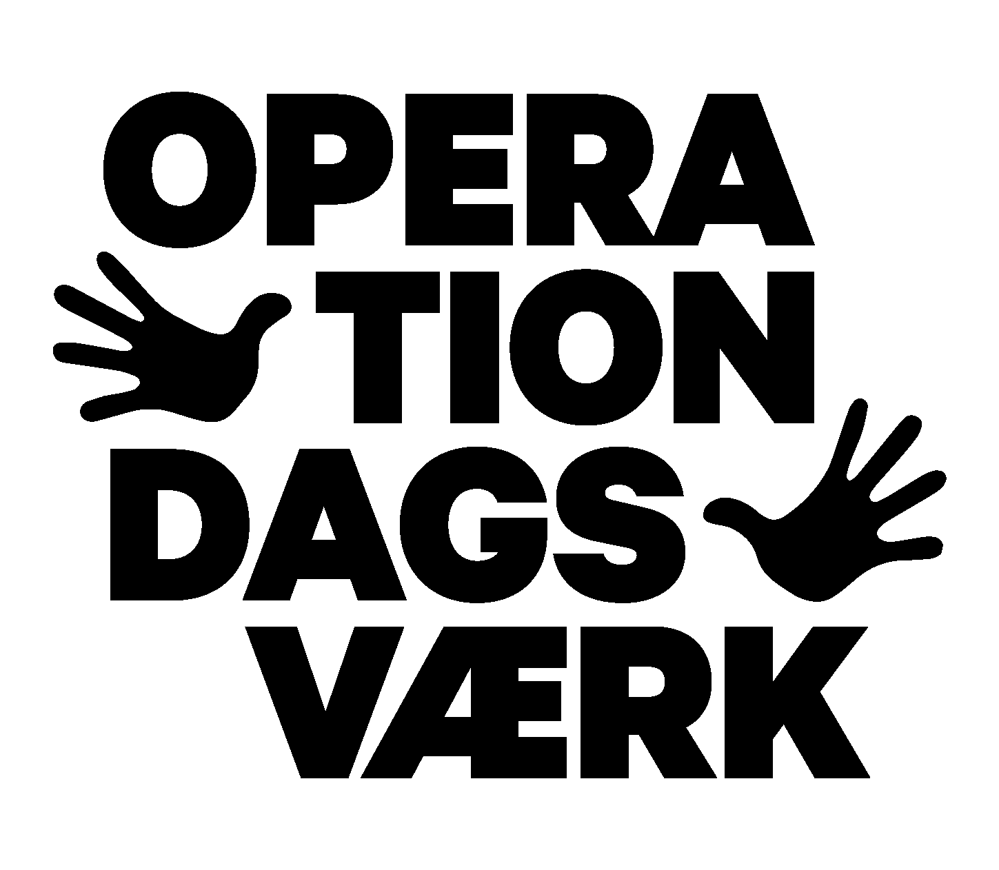 Operation Dagsværks Logo: tekst med to hænder
